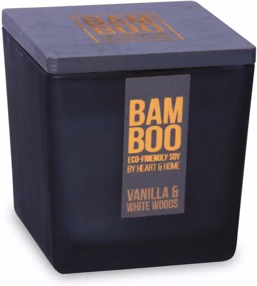 Heart & Home Bamboo Range Large Vanilla & White Woods Soy Wax Candle in Grey and White – 2