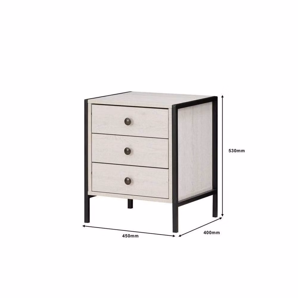 FORGEVIO White Oak 3 Drawer Bedside Storage Unit – 2