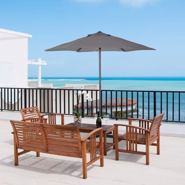 Outsunny Grey Aluminium Patio Umbrella with Central Pole, Diameter: 200 cm