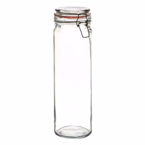 Argon Tableware 6 Pack Transparent Glass Storage Jars with Airtight Metal Clip Lids and Heart Labels, 2L – 3