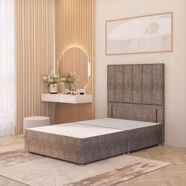 Somnior Beds Ltd Modern Upholstered Fabric Bed Frame with Headboard in Brown, W/D/H: 140 x 200 cm