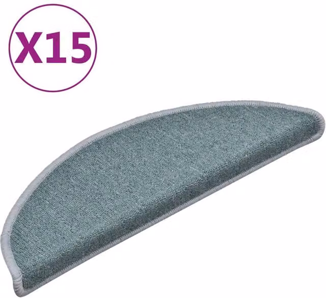 Berkfield Home Self-Adhesive Carpet Stair Treads, 15 Pack, Petrol Blue, W: 56 cm, D: 17 cm, H: 3 cm – 1