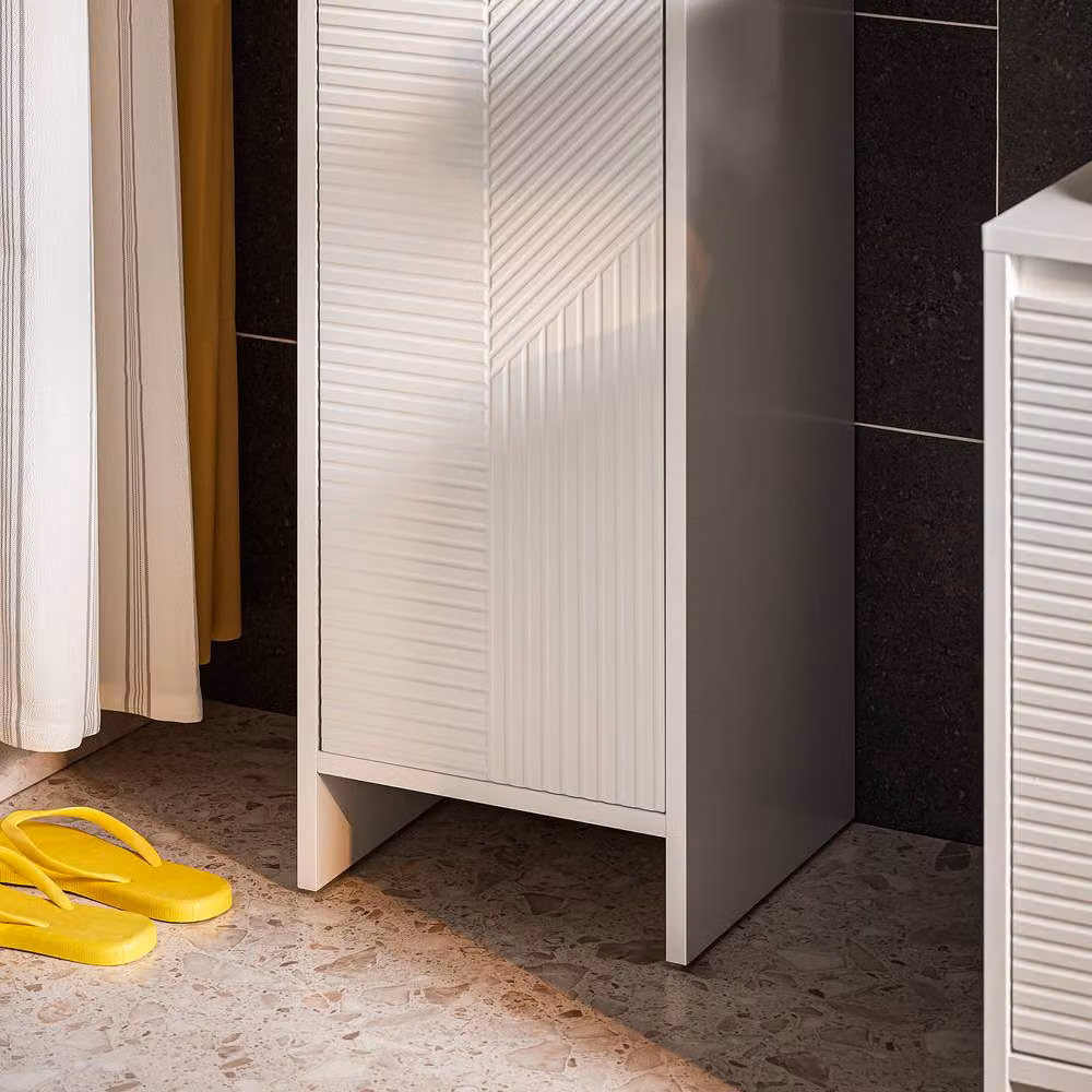 SoBuy Modern White Freestanding Bathroom Cabinet with Hinged Doors – 4