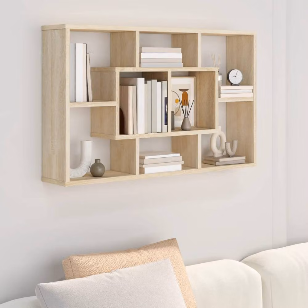 Berkfield Home Sonoma Oak Wall Shelf, Beige, W: 85 cm, D: 16 cm, H: 52.5 cm – 2