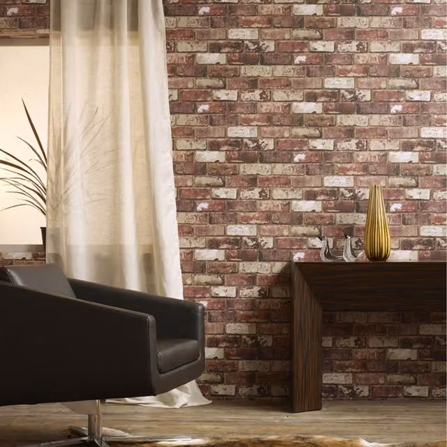 Fresco Industrial Red Brick Effect Wallpaper Roll