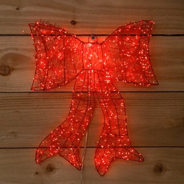 Samuel Alexander Red Galaxy Bow Christmas Light Up Decoration with Timer and 650 LEDs, Width: 43 cm