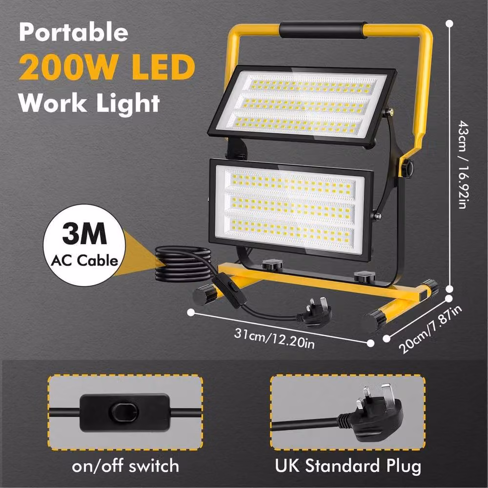 NESTLUNE 200W 20000LM LED Portable Work Flood Light in Yellow – 2