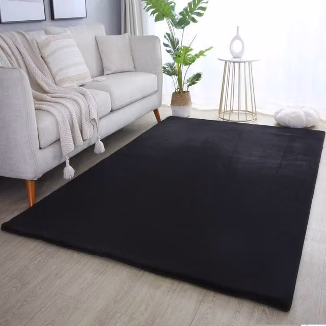 Desire Rugs Plushtale Washable Plain Poly Cotton Area Rug, Black, W/D/H: 120 x 160 cm – 1