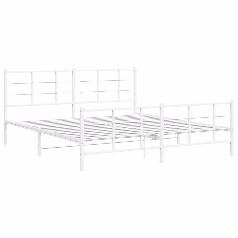 Berkfield Home Metal Bed Frame with Footboard, White, W: 183 cm, L: 213 cm – 3