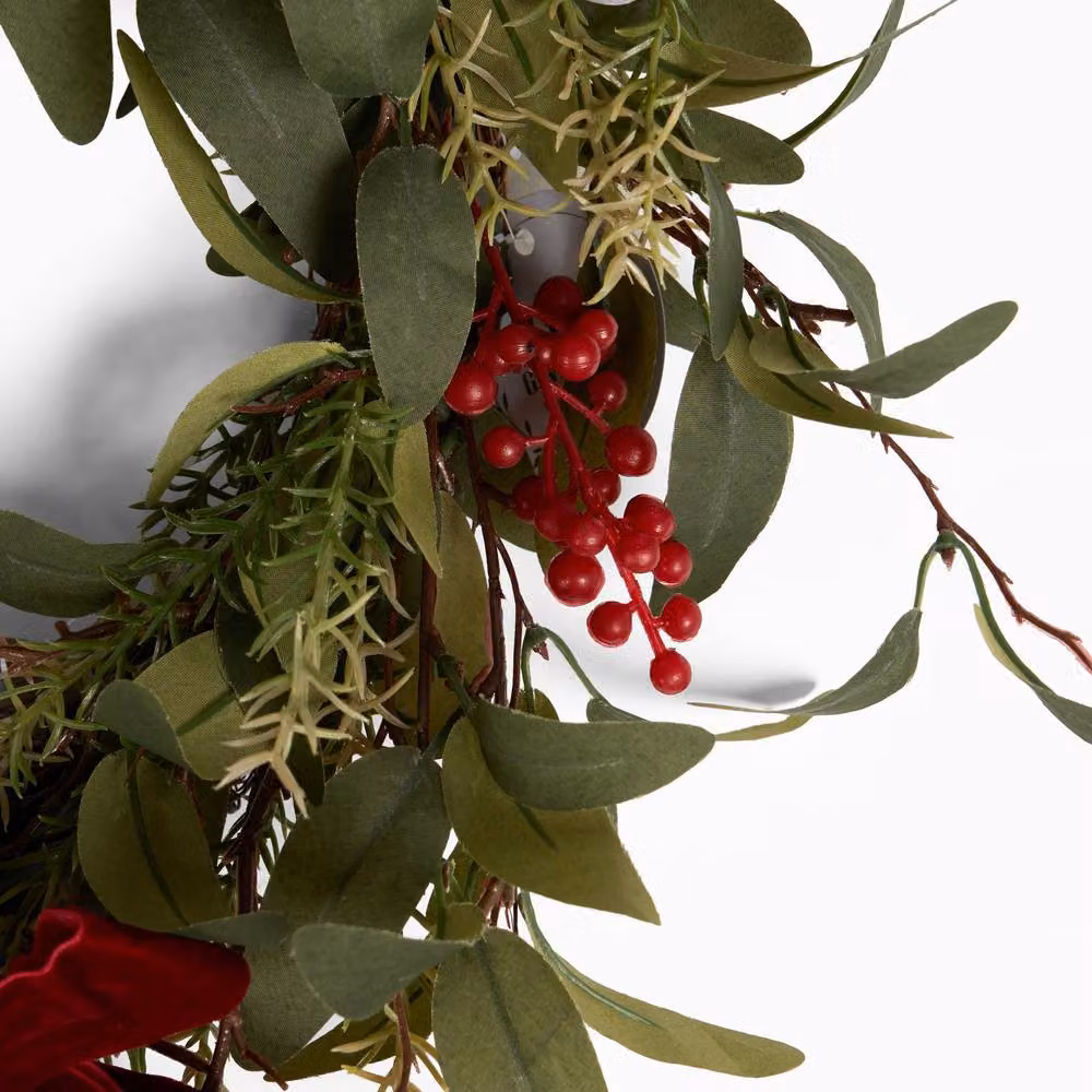 OHS Christmas Berry Bow Artificial Wreath in Red, Green and Multicolour – 5