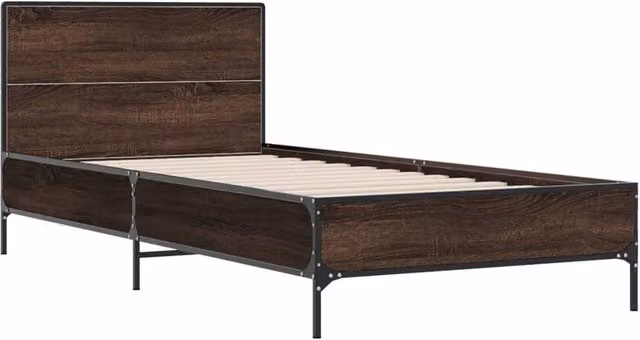 Berkfield Home Durable Small Single Bed Frame in Brown Oak, W/D/H: 75 x 190 cm