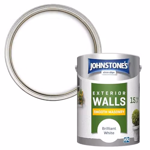 Johnstone's Exterior Smooth Masonry Paint, White, 5L – 1