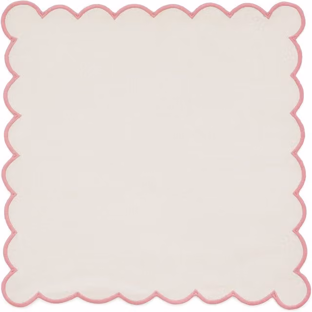 Land & Shore Multicolour Scallop Trim Cotton Napkins in Pink