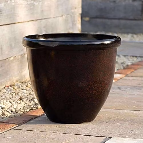 Primrose Round Plastic Planter in Black, Diameter: 54 cm – 4