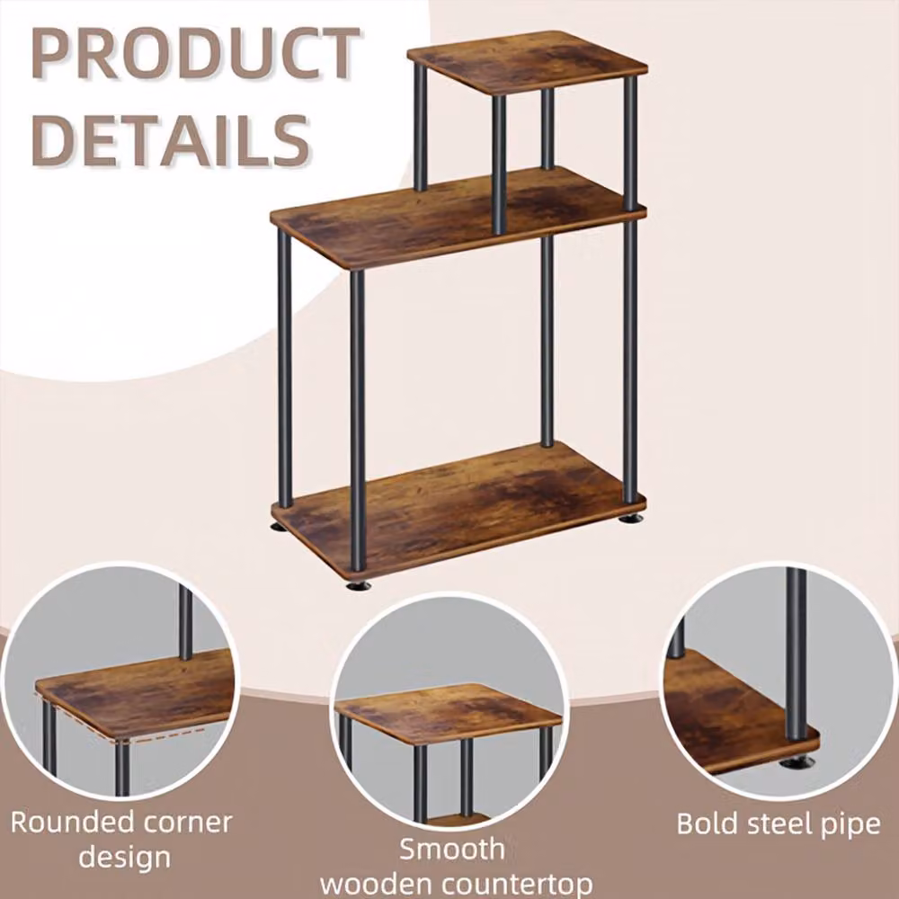 FORGEVIO 3-Tier Metal Side Table and Storage Rack in Brown – 3