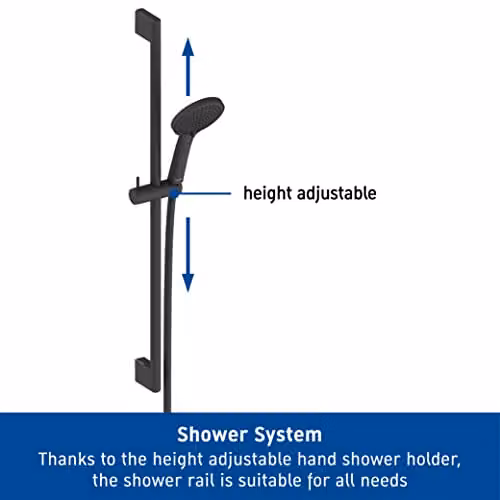 Duravit Universal Shower System in Matt Black with 3-Jet Hand Shower and 700 mm Shower Rail – 2