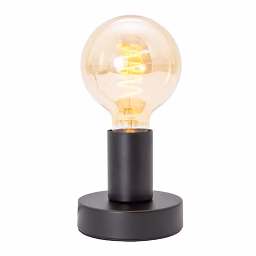 Happy Homewares Industrial Metal Bulb Holder Table Lamp in Black, H 19 cm x W 10 cm x D 10 cm