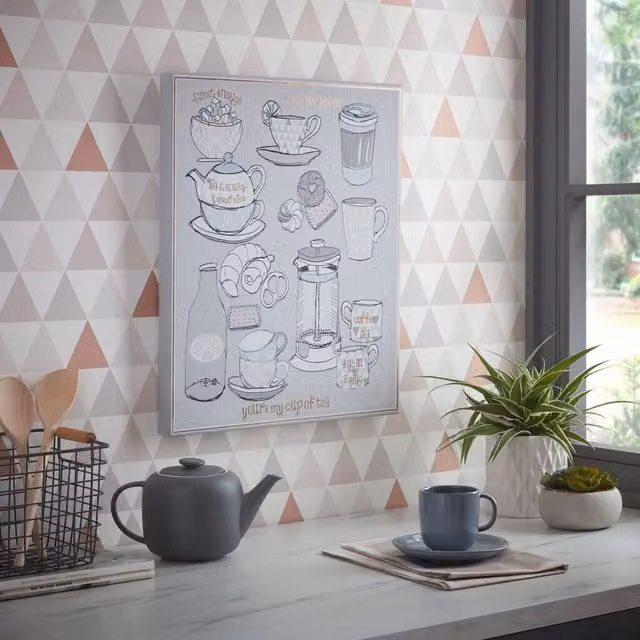 Art for the Home Room for a Brew Printed Canvas Wall Art in Grey, Gold and White