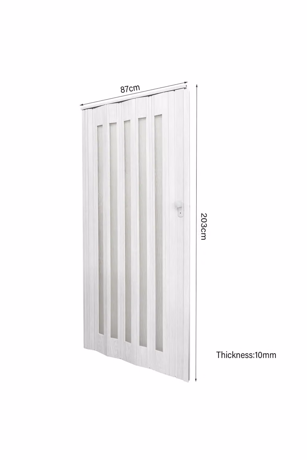 Livingandhome White PVC-Acrylic Folding Partition Door with Wheels and Handle, H: 203 cm x W: 87 cm – 4