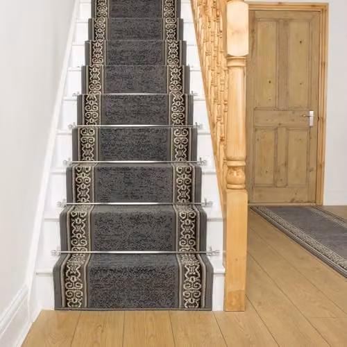 runrug Tribal Stair Runner in Grey, W: 70 cm, L: 510 cm – 1