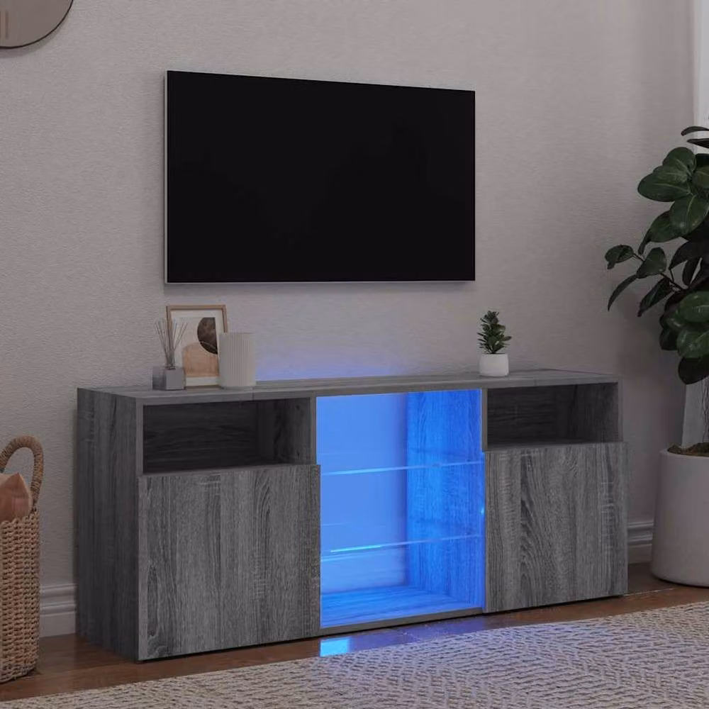 Berkfield Home Modern TV Cabinet with LED Lights in Grey Sonoma, W/D/H: 120 x 30 x 50 cm – 2