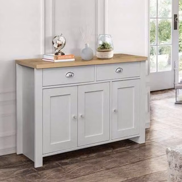 Birlea Highgate 3 Door 2 Drawer Sideboard in Grey and Oak