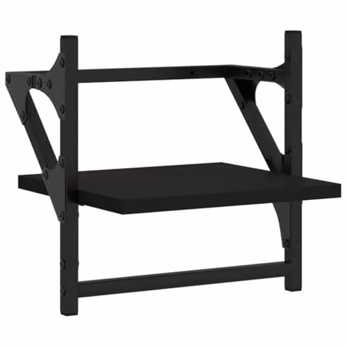 vidaXL Set of 2 Black Wall Mounted Shelves with Hanging Rods, W/D/H: 30 x 25 x 30 cm – 3