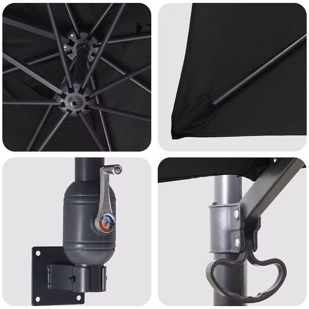 Berkfield Home Large Tiltable Patio Umbrella in Black Polyester and Steel – 4
