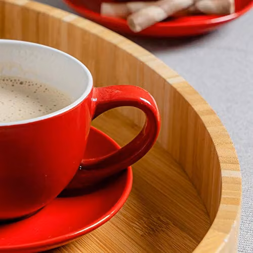 Argon Tableware Red Stoneware Cappuccino Cup and Saucer Set, 250ml – 4