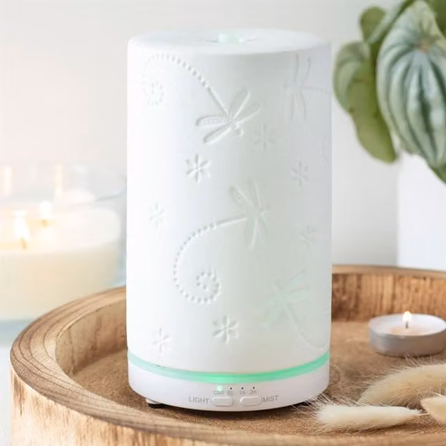 Gloriously Good Dragonfly Electric Ceramic Aroma Diffuser - White