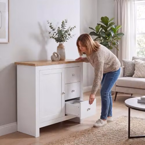 Vida Designs Arlington White Modern 3 Drawer 1 Door MDF Sideboard – 4