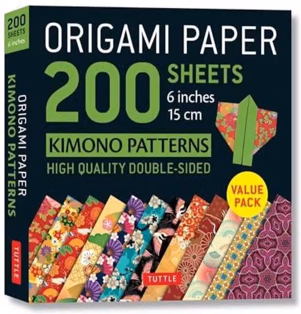 Tuttle Publishing Origami Paper with 200 Multicolour Kimono Patterns, 15 cm Sheets