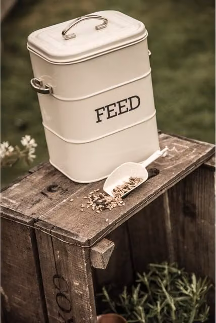 KitchenCraft Living Nostalgia Antique Feed Tin with Metal Scoop in Beige and White