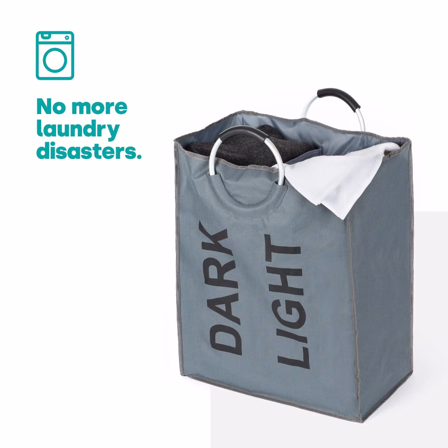 LIVIVO Grey Double Section Collapsible Laundry Basket with Handles – 4