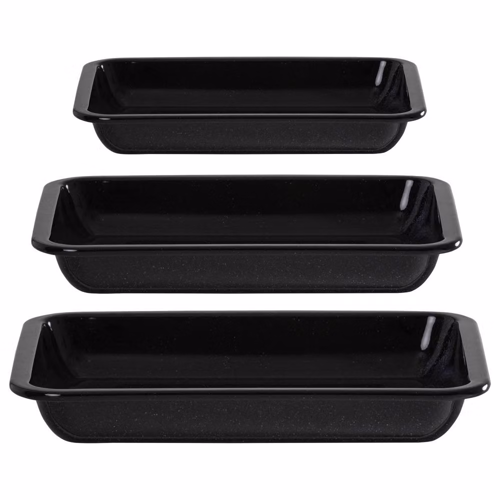 Baker & Salt Country Enamel Lasagne Baking Dish, Black, 22 cm – 3