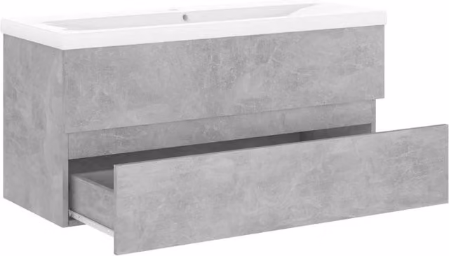 Berkfield Home Sink Cabinet with Built-in Basin in Concrete Grey Engineered Wood W/D/H: 100 x 45 x 38.5 cm
