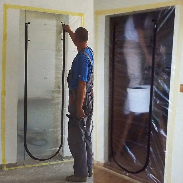 True Products Dust Stop U-Shaped Zip Door Kit with Black Zip and Transparent Polythene Construction Film