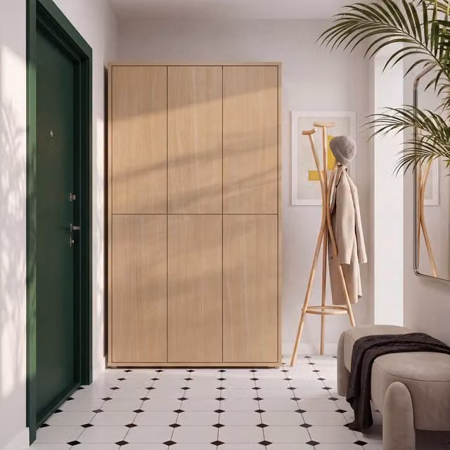 Elegancia Oak Alice Springs Shoe Cabinet with 6 Push-Open Doors in Artisan Oak Brown