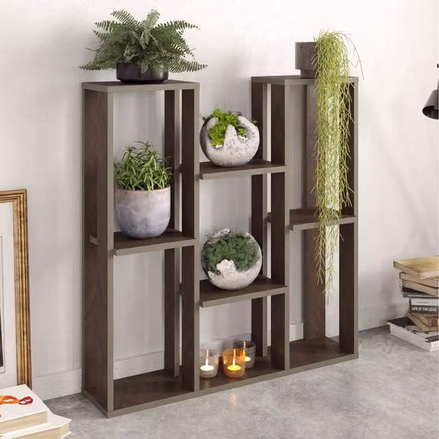 Decorotika Nevada Vintage Freestanding Wood Plant Stand in Bronze and Brown