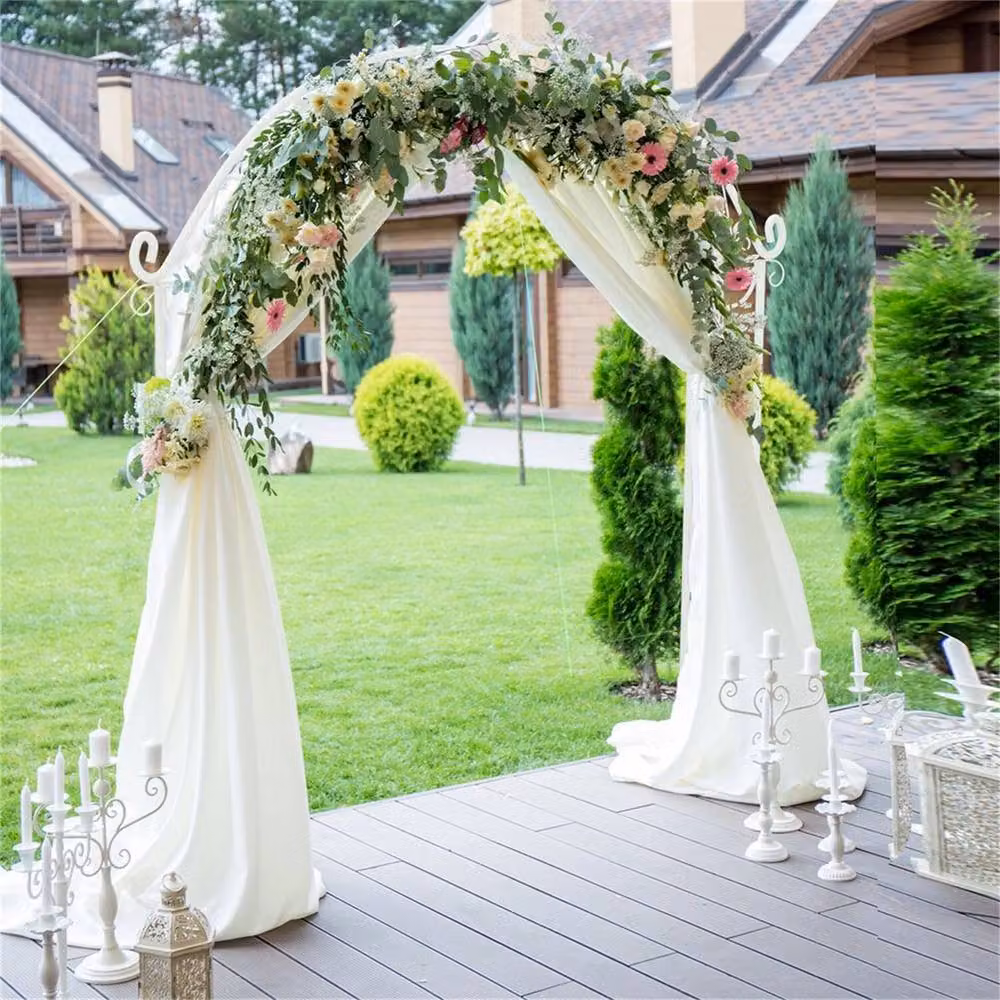 FLAVORA White Metal Garden Arch Trellis Support, H 240 cm x W 220 cm x D 30 cm – 4