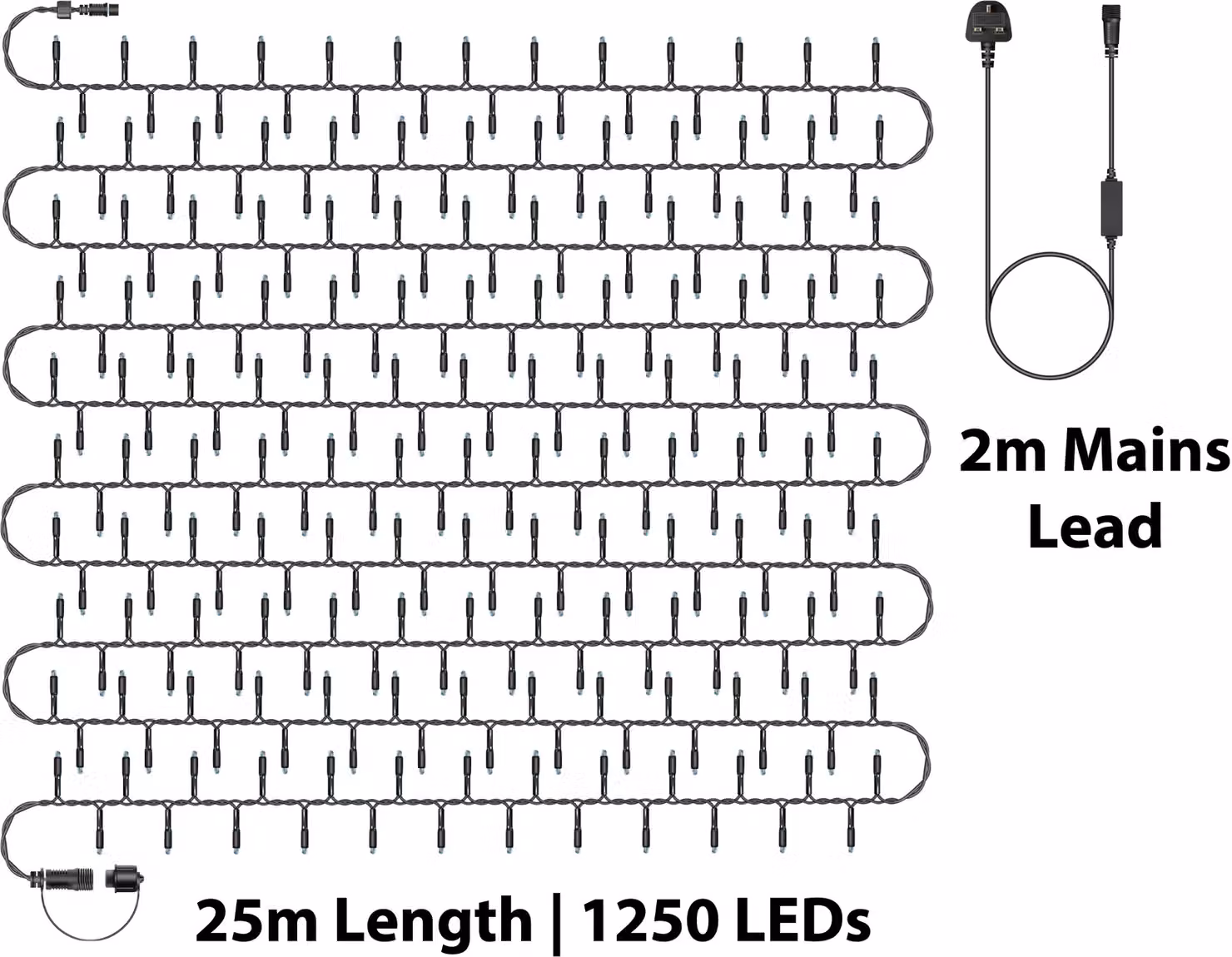 Xmas Haus LED Christmas Cluster Lights in Black with Copper and Gold Accents, 25m, IP65 Waterproof, Connectable – 2