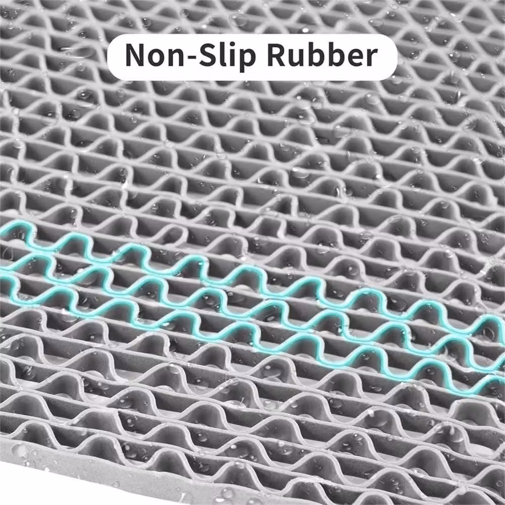 EONLION Non Slip Grey Rubber Floor Mat, 100 x 100 cm – 3