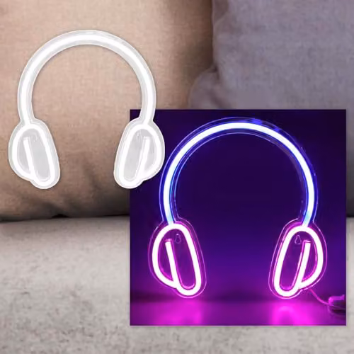 VFM e-Store Headphone Mancave Neon Light, USB Powered, Multicolour, W/D/H: 28 x 28 x 28 cm – 6