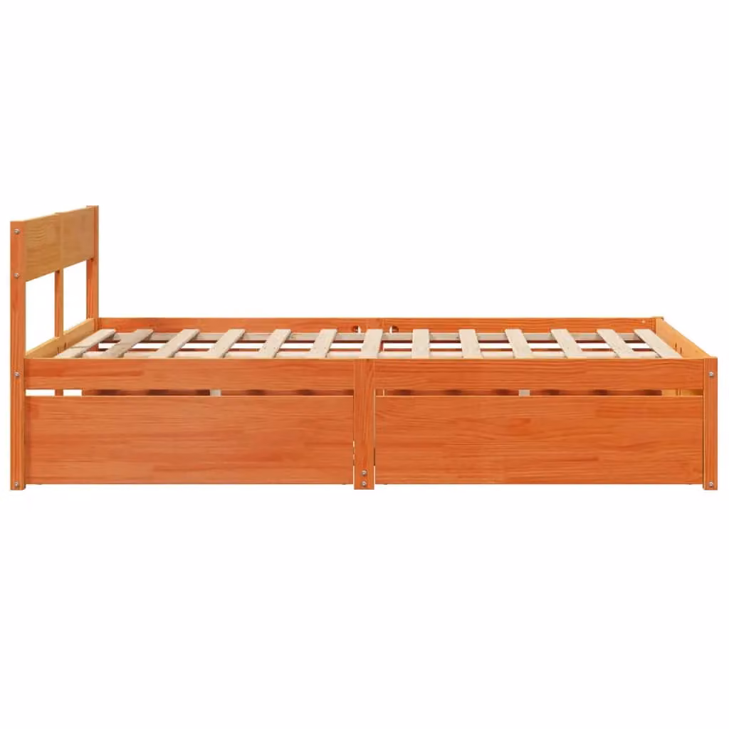 Berkfield Home Small Double Solid Wood Pine Bed Frame in Wax Brown, W/D/H: 120 x 200 cm – 2
