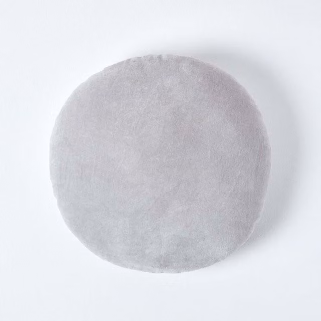 Homescapes Velvet Round Cushion in Grey and Orange, Diameter: 40 cm