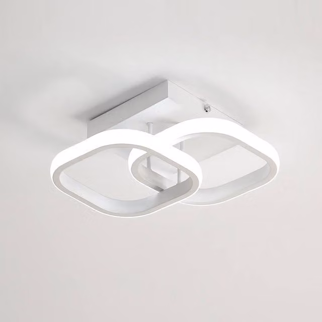 Pheashine Modern Square LED Ceiling Light, 22W, Cool White, White