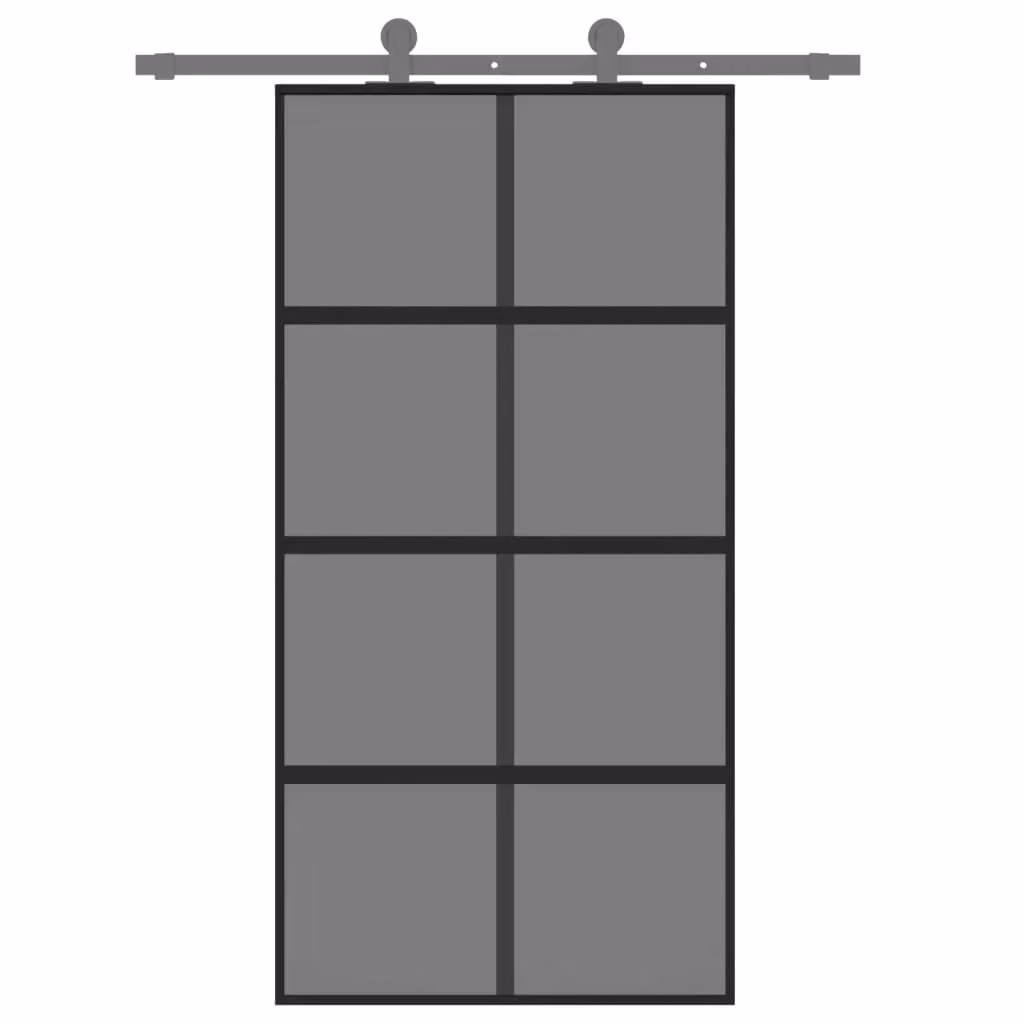 Berkfield Home Minimalist Sliding Door in Black with Transparent Tempered Glass and Aluminium, W: 102.5 cm, H: 205 cm – 2