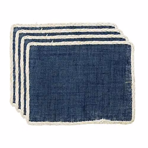 Creative Tops Blue Jute Rectangular Placemats, Set of 4, W: 22 cm, D: 19 cm – 1