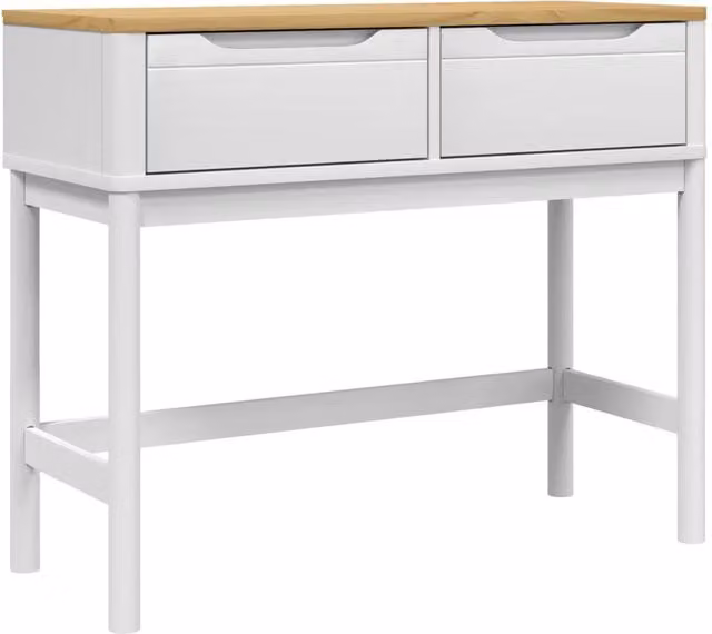Berkfield Home FLORO White Solid Wood Pine Console Table W: 89.5 cm, D: 36.5 cm, H: 73 cm