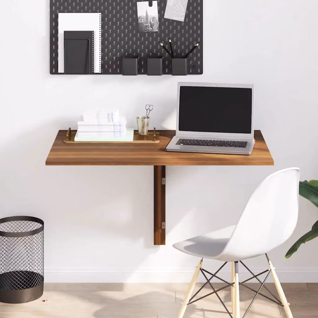 Berkfield Home Folding Wall Table in Brown Oak, W/D/H: 100 x 60 x 56 cm – 3